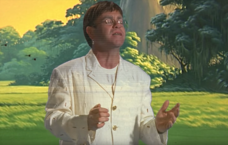 Illustration for article titled 10 Iconic Screenshots from Elton John's 'Can You Feel the Love Tonight' Video